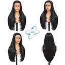 Synthetic Lace Front Wig 13x4 HD Lace Layered Hairstyle Pre Plucked Hairline Straight Long Black Glueless Wigs for Black Women 26 Inch Beginner Friendly