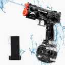 Electric Water Gun for Adults&Kid,Transparent Automatic Squirt Guns High Powered IP67 Waterproof, Bodinator Classic Water Pistol Blaster Soaker for Summer (1P, Black)