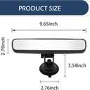 Rear View Mirror, 8.66" x 2.56" Anti-Glare HD Car Interior Rear View Mirror with Adjustable Suction Cup, Wide Angle Car Rearview Mirrors, Universal for Boat Truck SUV Van (White)