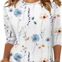 Zeagoo Women's Casual 3/4 Sleeve T-Shirts Crew Neck Cute Tunic Tops Basic Tees Blouses Loose Fit Business Work Tee Tops S-3XL (Medium)