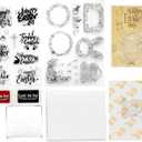 CraftyManor Happy Easter Clear Stamps for Scrapbooking, Vintage Rabbit Stamp Set for Journaling, Card Making Supplies for Crafting, DIY, Photo Album Decor & Junk Journal 5.8x8.3in (Wreath + Text Set)