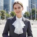 Fumwase Chiffon Detachable Fake Collar Vintage Adjustable Half Shirts Professional Suit Round Blouse Collars Button-Down Shirts for Women (White)