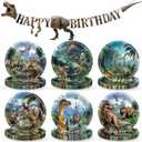 49PCS Dinosaur Birthday Party Supplies with Banner - Dinosaur Themed Paper Plates and Banner for Boys Kids Dino Theme Birthday Party Decorations