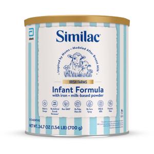 Similac Irish Farms, Easy-to-Digest Baby Formula, Infant Formula, 0-12 Months, 24.7-oz Can (EXP 12/01/27)