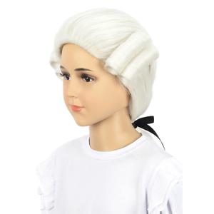 karlery Kids Long Curly White Judge Colonial Powdered Wig Halloween Costume Cosplay Wig