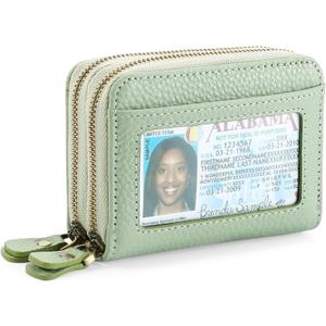 GOIACII Small Genuine Leather Wallet for Women, RFID Blocking Credit Card Holder Wallet (A05 Light Green)