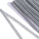 14yd/13.5m Metallic Braid Lace Trim, Silver Centipede Lace Ribbon Trim & Embellishments, Braided Lace for DIY Craft, 0.4" Wide Lace Ribbon Sewing Accessories for Costume Home Decorative