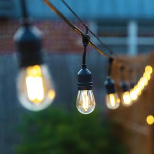48Ft Outdoor Hanging String Lights,16 LED S14 Vintage Bulbs,Heavy Duty 120V Plug in & Connectable,Dimmable Waterproof Patio Lights,2700K Shatterproof Plastic Bulb