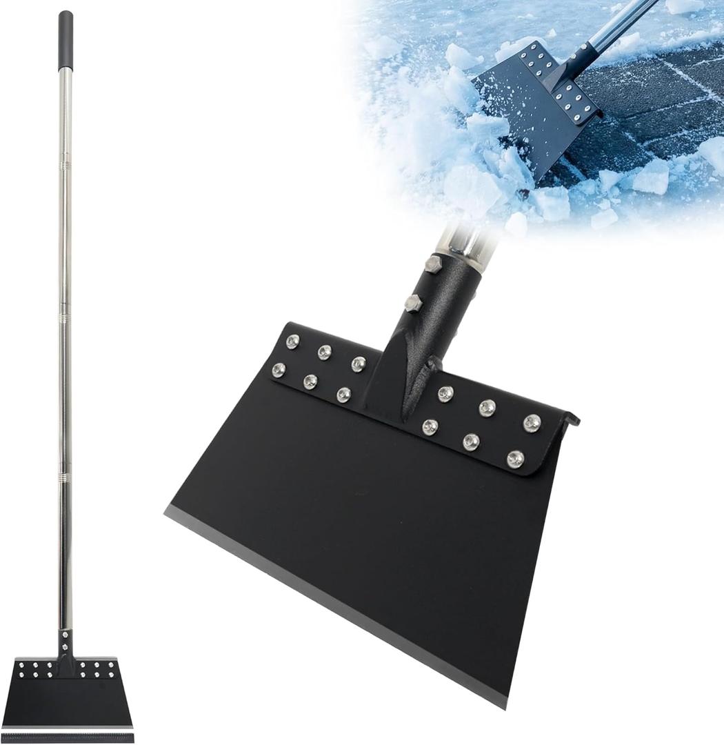 Ice Scraper for Driveway 65in Garden Flat Shovel Ice Chopper Heavy Duty Multi Weeding Shovel with 11in Spring Steel Blade Floor Scraper for Ice, Snow, Weed, Moss, Driveway, Lawn Edging