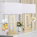 Seealle Nightstand Table Lamps for Bedrooms Set of 2 - Touch Bedside Lamp with USB C+A, 3 Way Dimmable Living Room Lamps for End Tables Set of 2 