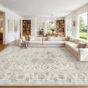 Washable 9x12 Area Rugs for Living Room Beige White Non-Slip Rug