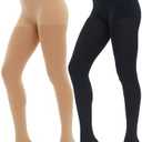 HeyUU Women's 100D Run Resistant Control Top Tights, Soft Opaque Pantyhose, High Waist & Elastic XL