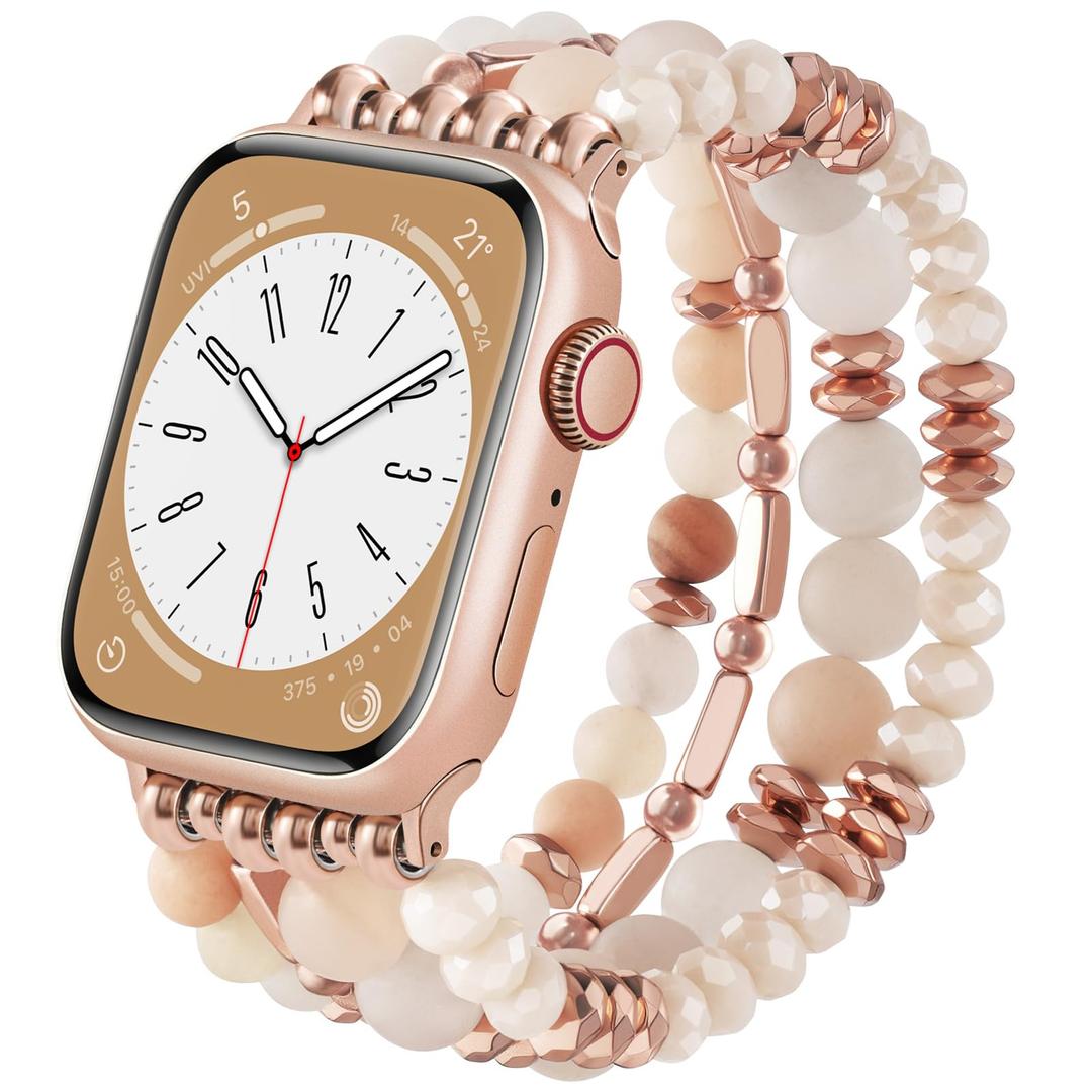 VISOOM Beaded Boho Bracelet for Apple Watch Series 11 10 Se 9 8 7 6 5 4 3 2 1 Bands 42mm 41mm 40mm 38mm Women, Fashion Handmade Cute Crystal beads Stretchy Watch Strap for Iphone iWatch Bands