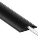 4FT Cord Cover Floor, Black Cord Hider Floor, Extension Cable Cover Power Cord Protector Floor, Cable Management Hide Cords on Floor- Soft PVC Wire Covers - Cord Cavity: 0.47" (W) x 0.24" (H)