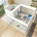 Dog Playpen Indoor with Door, 18 Panel DIY Puppy Play Pen Portable Metal Wire Yard Fence Small Animal Exercise Cage for Small-Sized Dog,Puppy, Rabbit, Guinea Pigs, Turtle,Ferret. (WHITE)