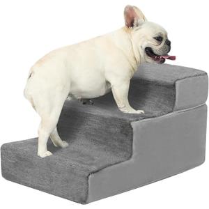 Dog Stairs for Small Dogs, 3 Tiers Pet Stairs for High Beds and Couch, Density Foam Durable Ramp with Non-Slip Fabric Cover for Puppy, Cats