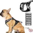 WINSEE Service Dog Vest No Pull with 7 Dog Patches+ID Tag, Reflective Pet Harness with Durable Soft Padded Handle,Easy Put On/Off for Training/Walking (Small, BLACK)
