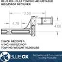 Blue Ox BX88379 Adjustable 4 Rise/Drop Receiver Hitch Adapter with 2" Receiver | 10,000 lbs Maximum Tow | Black Powder Coat Finish for Corrosion Resistance | for Flat Towing Use Only