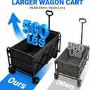 Wagons Carts Foldable, Beach Wagon with Brakes & All-Terrain Wheels 560LBS Capacity Collapsible Wagon for Trips, Outdoor Camping, Sports & Garden Use