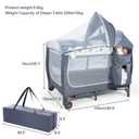 4 in 1 Pack and Play,Foldable Baby Playard with Changing Table,Travel Crib for Infants & Toddlers,Portable Playpen with Breathable Mesh,Wheels & Storage Bag,Grey