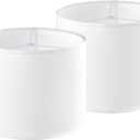 GOSO Set of 2 Medium White Drum Lamp Shades, Modern Lampshades for Table Lamps Floor Lamps-13  13 10 inch (Spider) Replacement Lamp Shade for Bedroom/Living Room,Reading Required Assembly (White - Natural Faux Silk)