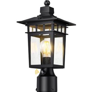 Dusk to Dawn Outdoor Post Lights,Black Waterproof Lamp Post Light Fixture, Aluminum Lamp Posts Outdoor Lighting Pole Lantern for Outside Yard Patio Pathway Garden Deck, Hard Wired,1-Pack