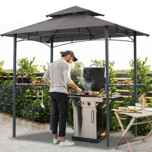 ABCCANOPY 8x5 Grill Gazebo Shelter, Outdoor BBQ Gazebo Canopy with LED Light(Dark Gray)