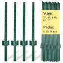 Metal Fence Posts, Splicing 6 FT Green Heavy Duty U Posts, No Dig T Posts for Fences Wire Mesh, Perfect for Temporary Fencing, Electric Fence Wire, Corner Anchor - 16 Packs