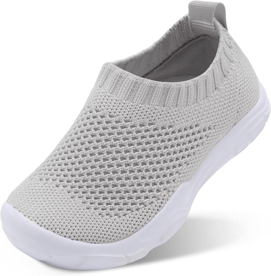 JOINFREE Toddler Boys Girls Sneaker Slip On Shoes Kids Lightweight Breathable Walking Shoes (Grey)
