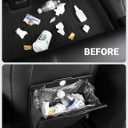 BASENOR 2026 Upgraded Tesla Model Y/3/S/X Cybertruck Trash Can, [Strong Magnetic] [Waterproof] LED Light Garbage Bin Leather Garbage Can, Seat Back Hanging Interior Accessories 2017-2026