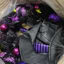 Halloween Wreath for Front Door 26" Tinsel Black Witch Wreath with Hat Legs and Purple Pumpkin for Fall Autumn Indoor Window Door Thanksgiving Halloween Decorations