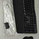 Amazon Basics Ergonomic Wireless Keyboard and Mouse Combo with Wrist Rest, Plug and Play, 2.4 GHz USB, Easy to Use, Black