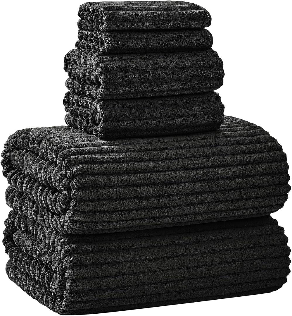 Extra Large Bath Towel Set of 6 (40"x80"),Oversized Bath Sheet Super Soft Highly Absorbent Microfibers Quick Dry Luxury Shower Towel for Bathroom Spa Gym Hotel Yoga (Black, 6Piece)