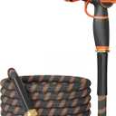 Giraffe Tools Non-Expandable Garden Hose 25FT 1/2 Lightweight Flexible Water Hoses Burst 600 psi with 9 Spray Function Nozzle Heavy Duty Hose