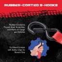 GearAmerica Heavy Duty Ratchet Straps 1.6 x 15 Tie Down Kit for Cargo, Trucks, Motorcycles - 1823 lbs Break Strength with Soft Loops, Rubber Coated S Hooks w/Safety Clip, Spring Release, Carry Bag (Red)