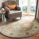 Safavieh Heritage Collection HG734A Handcrafted Traditional Oriental Light Blue and Ivory Wool Round Area Rug (8' Diameter)