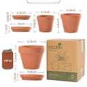 INGOFIN Terracotta Pots Set with Saucer - 5/6/7 inch Ceramic Clay Planters with Drainage Hole, Garden Flower Succulent Pots with Tray for Indoor Outdoor Plants, Set of 3, 5/6/7 inch -3 pcs