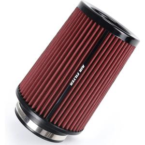 3 3.5 4 Inch Cold Air Intake Filter 76mm 89mm 101mm High Performance Washable 3 Sizes in 1 Clamp-On Replacement Cone Air Filter Red