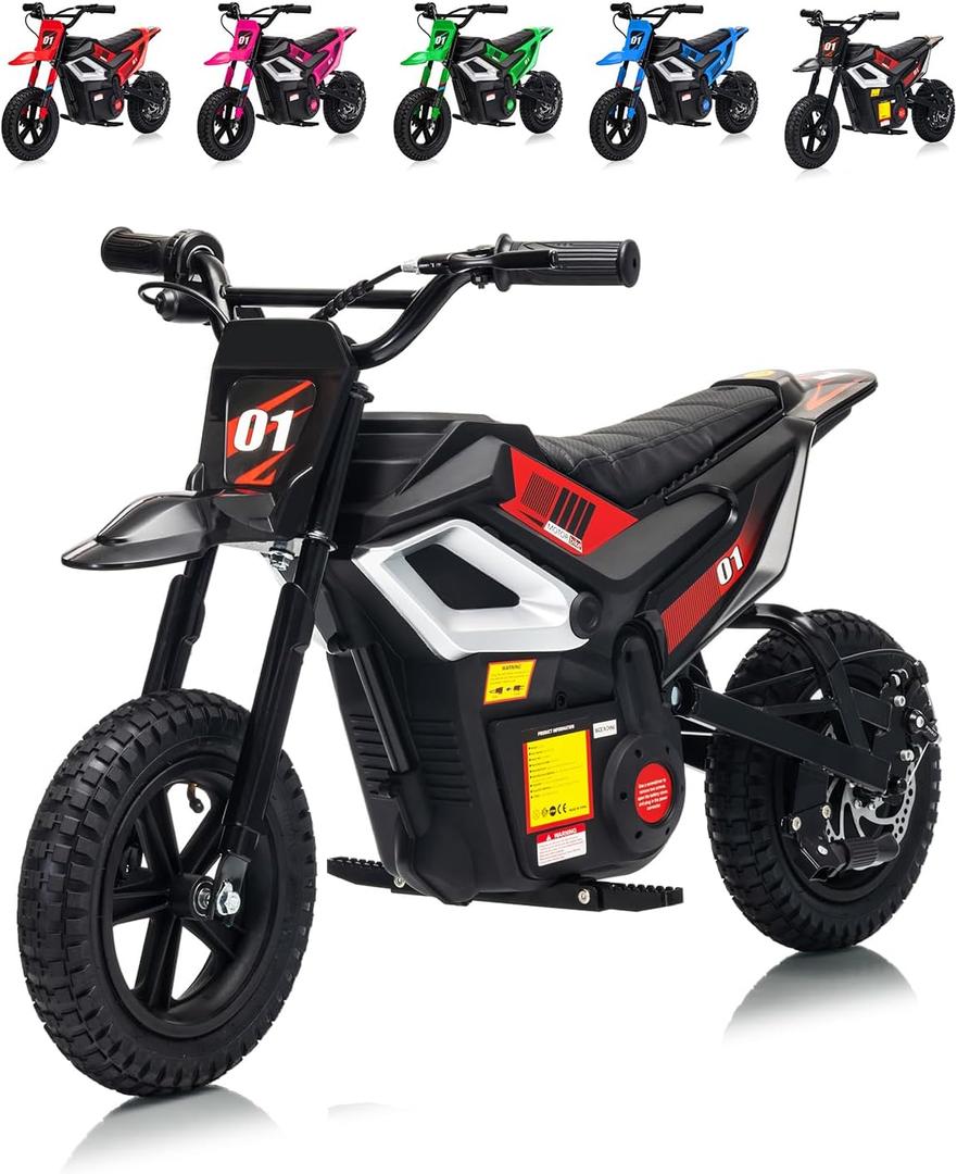 24V Electric Dirt Bike for Teens, 12" Fat Tire 350W Electric Motorcycle
Large Battery, 14MPH Top Speed, 130 LBS Max Load, Mini Dirtbike for Kids, Mountain Off-Road Bike Fit Age 10+