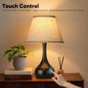 17 Touch Table Lamp for Bedroom Set of 2, 3-Way Dimmable Bedside Lamp for Nightstand, Farmhouse Metal Desk Lamp with Linen Shade for Living Room, Kids Reading, Dorm, Home Office Decor, Bulb Included