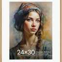 Vivelove 24x30 Oak Wood Poster Frame with Real Glass, 18x24 Matted Frame for 24x30 Picture, Natural Wooden Picture Frames for Wall Art Photo and Print,Picture Tabletop & Wall Decoration