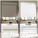 SEEYE Blackout Roller Shades for Windows, Cordless, Roller Blinds, Linen Fabric Window Blinds, Thermal Insulated Fabric UV Protection, Room Darkening Shades for Home,Office (Line Beige, 55" W x 72" H)