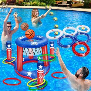 INFLATABLE 2-in-1 Game Basketball & Ring Toss Inflates to 21.65 inch × 19.69 inch Ages 3+, 2 Pack