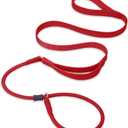 Slip Lead Dog Leash, Dog Training Leash with Double Handle, Soft Leather Slip Leash and Collar, Heavy Duty Nylon Dog Lead, No Pull Walking for Medium Large Small Dogs 6ft Red