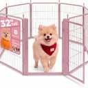 24" Pink Dog Playpen, 8-Panel Heavy Duty Metal Square Tube Puppy Pen