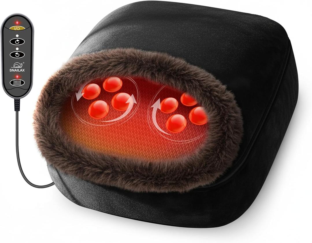 Snailax 2-in-1 Shiatsu Foot and Back Massager with Heat - Kneading Foot Warmer, Electric Feet Massage, Massagers for Back,Leg,Gifts for Women,Men (Black)