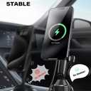 APPS2Car Upgraded for QI2 Magsafe Cup Holder Charger, Car Mount Charger 15W Fast Charging, Wireless Magnetic Cell Phone Stand with Tri-Pivot Arm for iPhone 17 Air Pro Max Plus 16 15 14 13 12