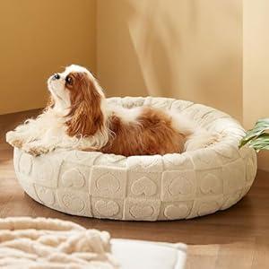 Bedsure Cat Beds for Indoor Cats - Donut Dog Beds for Small Dogs Puppy Kitten with Anti Slip Bottom, Round Sherpa Pet Beds with Washable Removable Cover, 20x20x6 inches
