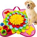 Snuffle Mat for Dogs Pet Treats Feeding for Small Medium Breed Dogs Non-Slip Interactive Dog Puzzle Toys Encourages Natural Foraging Skills (Pink Sunflower 20 "x 20")