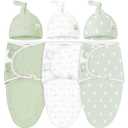 KeaBabies 3-Pack Swaddles for Newborns, Girls, Boys with Hats - Organic Soft Baby Sleep Sacks, Breathable Baby Swaddle 3-6 Months Beanies Set, Premie Infant Sleep Sack 0-3 Months (Bunnies)